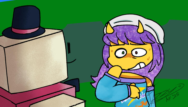 (2025) artfight attack on oleafnder featuring bloxi from SEN