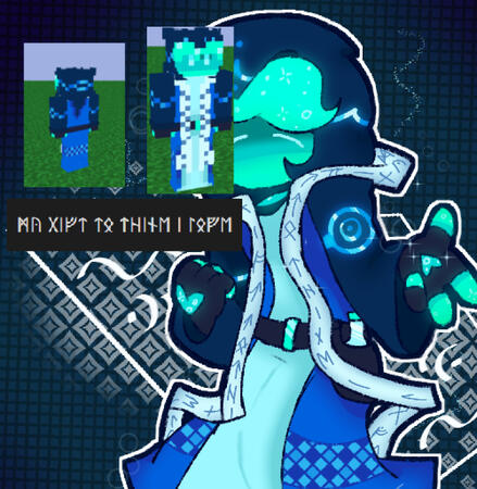 (2025) designing process of fizzy for an upcoming project, designed by myself in minecraft first and then translated into artwork